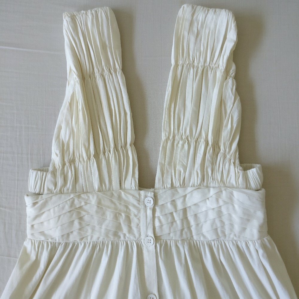 NWT Anthropologie Forever That Girl Tiered Deep V Cream Embroidered Dress Sz XS - Picture 8 of 13